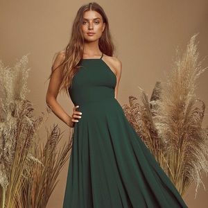 Lulu’s Mythical Kind of Love Dark Green Maxi Dress